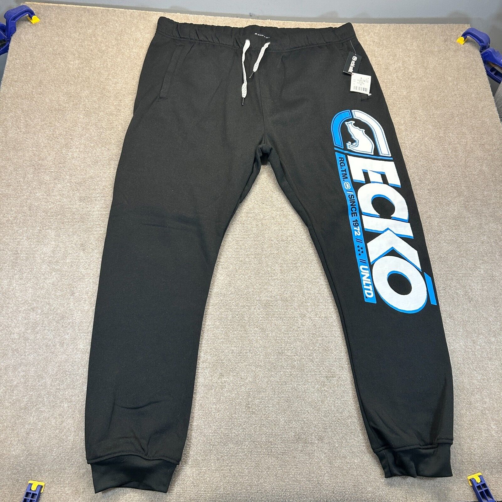 Ecko Jogger Sweat Pants Men's 3xl Black Big Leg Logo Elastic Waist 31" New